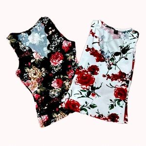 EMERY ROSE Floral Print Tank Crop Tops